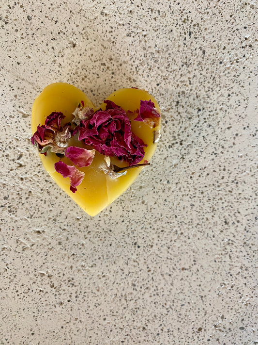 Rose Beeswax Tealight Heart Candle