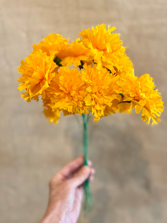 Dozen Handmade Paper Marigold Flowers